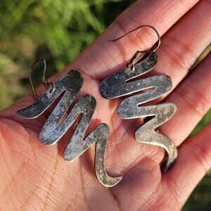 Vintage 925 sterling silver handmade MEXICO modernist swirl zig zag squiggle